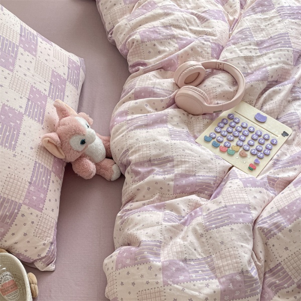 A类全棉双层纱四件套2025新款纯棉被套床单碎花床上用品四季通用