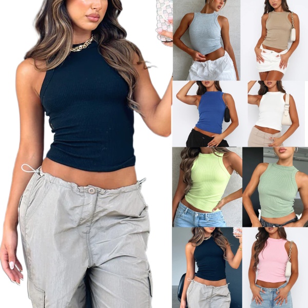 欧美个性性感健身坑条上衣夏季新款辣妹露脐短款修身小背心SU3237