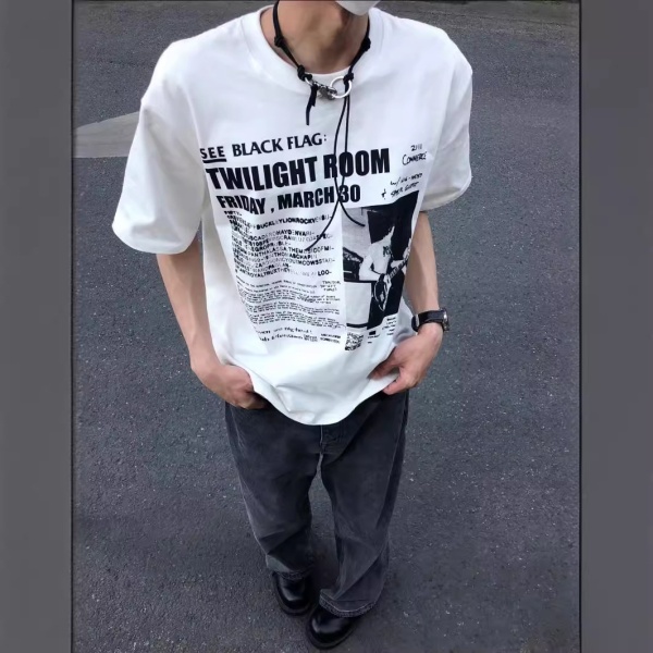 高品质 重磅310g纯棉小领口短袖t恤cleanfit数码印花男女夏季上衣