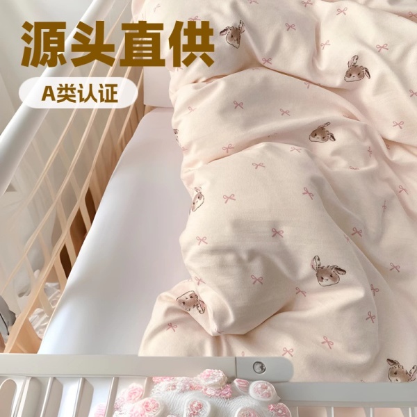 a类针织棉双层纱四件套纯棉被套床单床上用品学生宿舍三件套批发