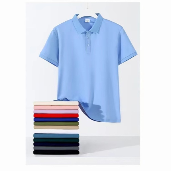 短袖修身翻领纯色休闲商务企业工作服男装男士T恤POLO衫男女同款