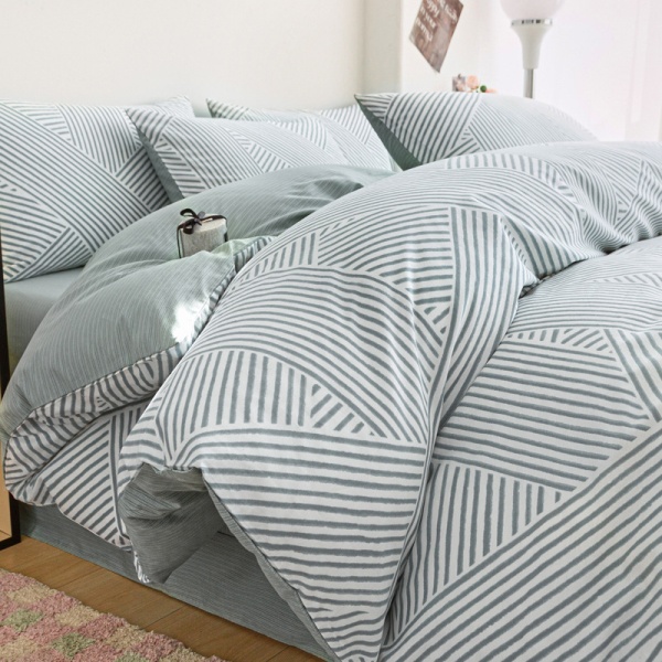 简约风新款全棉四件套100棉被套床单纯棉三件套家纺床上用品批发