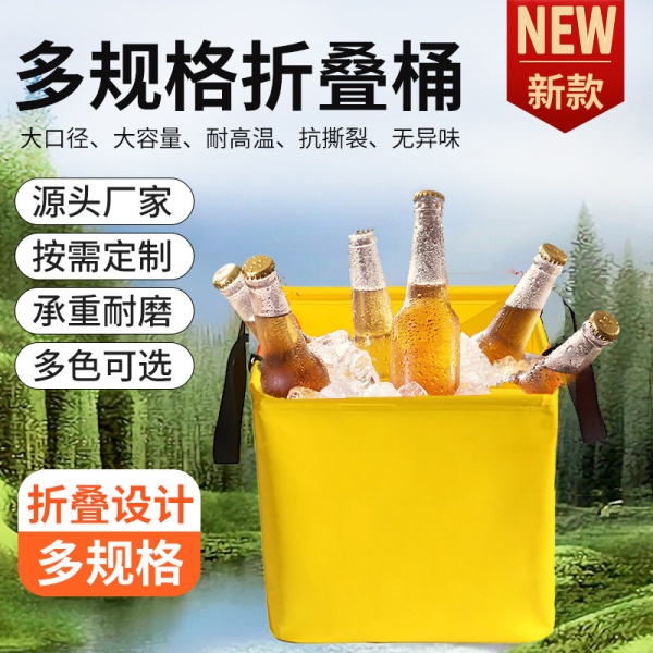 跨境户外折叠提水桶 露营野餐便捷钓鱼桶旅行大容量PVC打水折叠桶