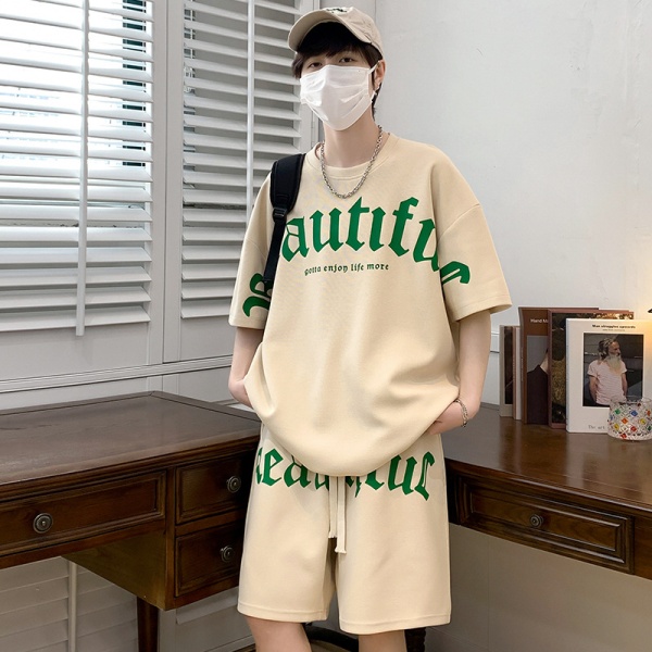 夏季薄款运动套装男士ins潮流搭配帅气校园风休闲短袖t恤夏装一套