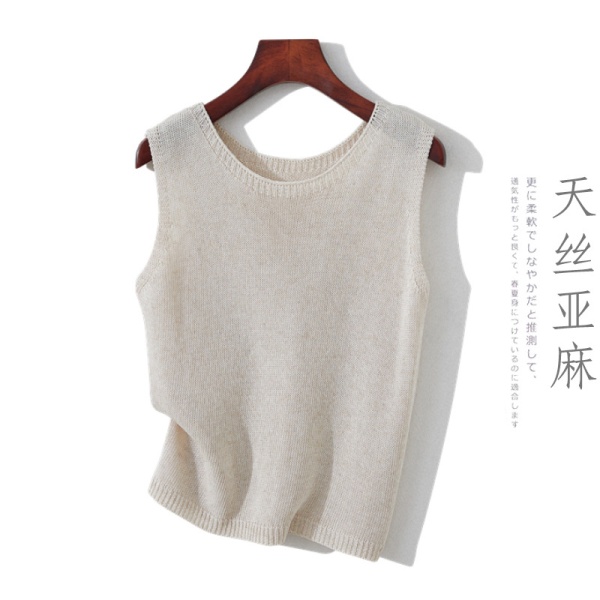 天丝亚麻吊带背心女夏外穿内搭宽松大码无袖坎肩针织打底上衣马甲