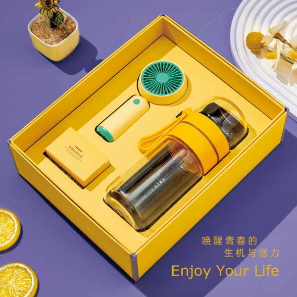 夏天小风扇水杯伴手礼套装定制logo公司商务礼品定制实用送员工
