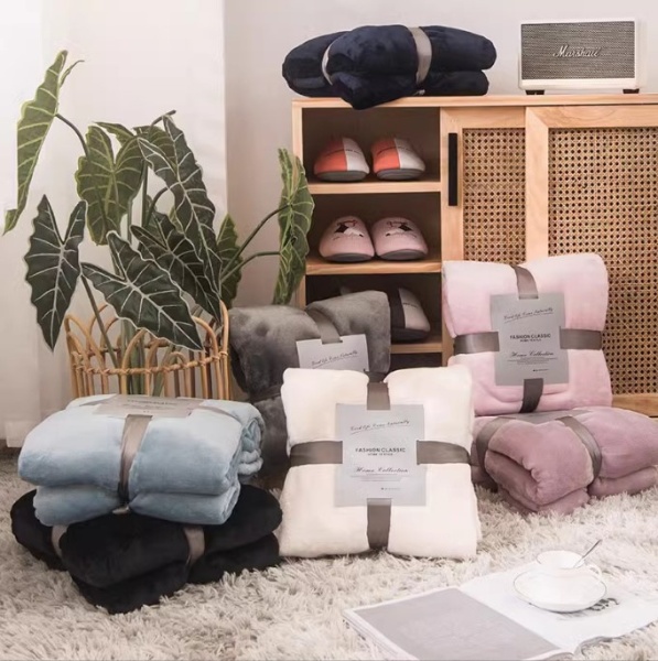 毛毯礼品法兰绒珊瑚绒纯色毯子婚庆外贸单双人空调绒毯批发空调毯