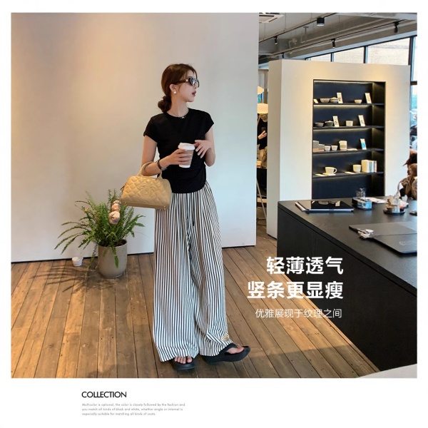 夏季女士慵懒遛弯直筒山本阔腿裤百搭显气质
