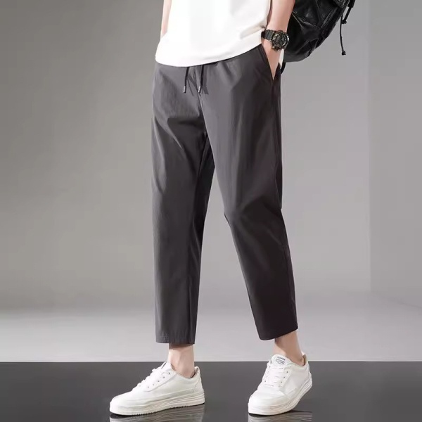 2025夏季男士冰丝裤休闲运动九分裤冰感直筒男裤四面弹大码速干裤