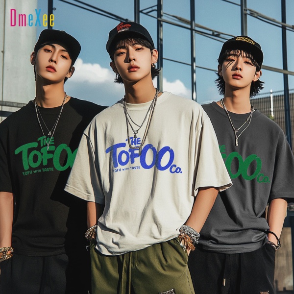 春季新款潮流印花300g重磅男纯棉t恤短袖简约男装上衣广州批发