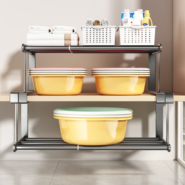 跨境新款免打孔不锈钢脸盆收纳架盆子浴室卫生间置物挂钩挂盆批发