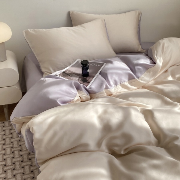 夏季轻奢纯色冰丝四件套a类凉感床单被套宿舍三件套床笠礼品代发4