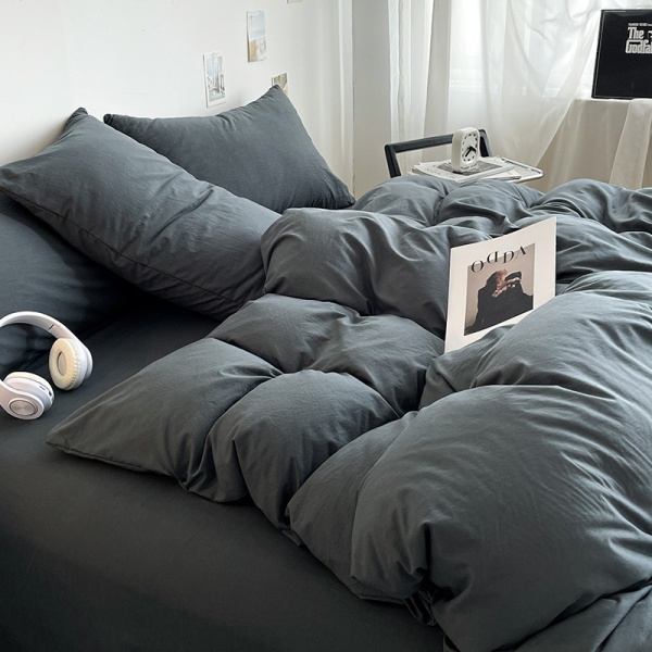 a类4四件套床单被套被罩枕套简约纯色学生宿舍水洗棉3三件套批发