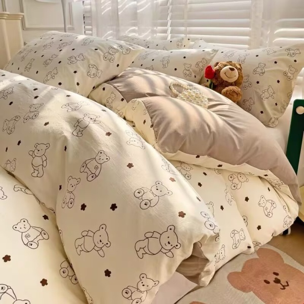 母婴级A类纯棉四件套家用全棉床单被套可水洗宿舍小清新三件套发