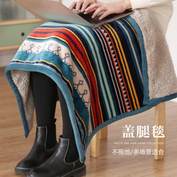 小号毛毯加厚冬季盖腿小毯子办公室空调膝盖毯小被子午休午睡保暖