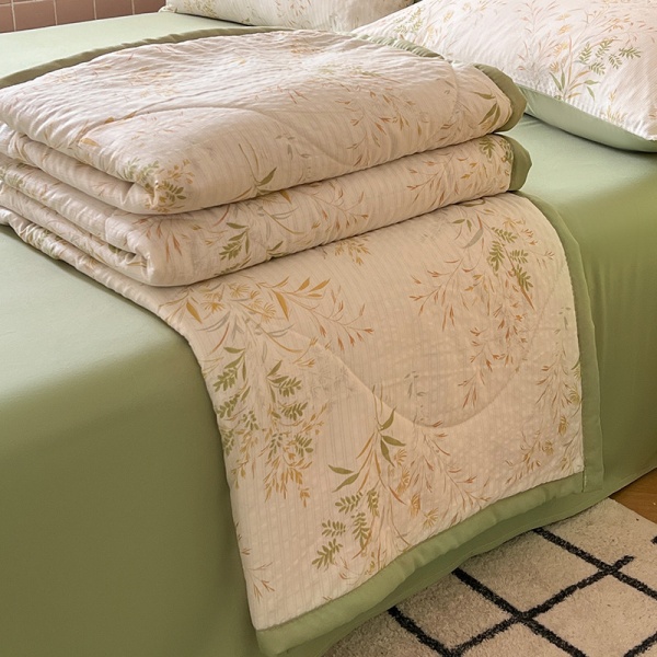 小清新夏被a类面料ins风双层纱水洗棉夏凉被床上用品泡泡棉空调被