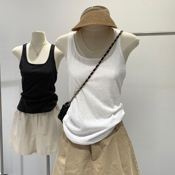 薄款雪花麻U领背心女夏季遮副乳打底内搭外穿无袖上衣ins工字吊带