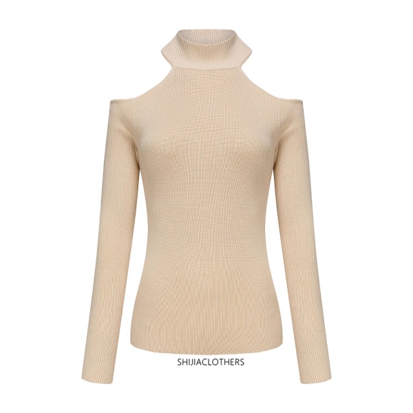 亚马逊外贸跨境高档女装长袖春秋打底露肩针织衫上衣女薄款毛衣