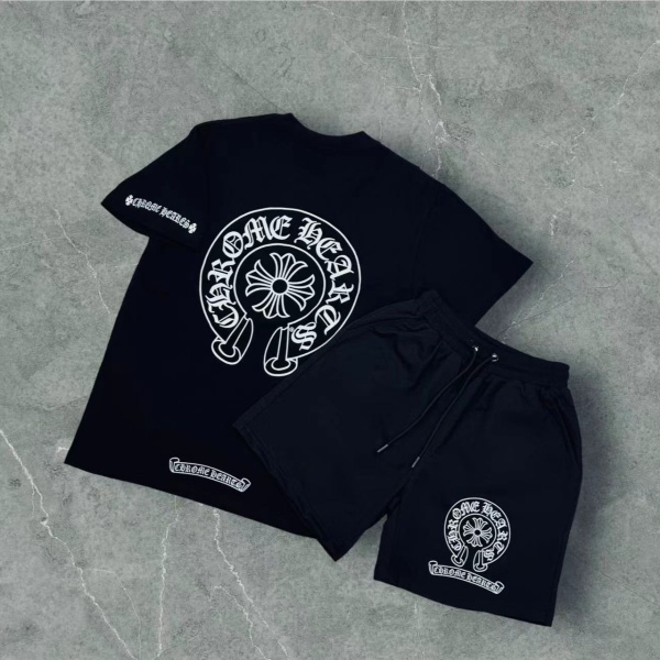 欧美T恤潮复古印花圆领短袖男士宽松纯棉宽松hiphop裤子情侣套装