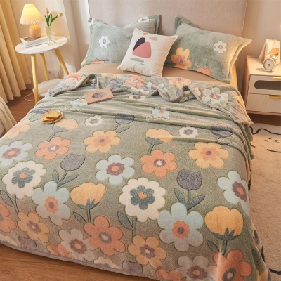 秋冬法兰绒毛毯盖毯毯子卡通沙发毯毛绒床单空调办公室午睡毯被子