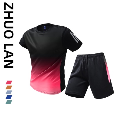 大码短袖运动套装男2024夏季胖子加大码跑步健身宽松两件短袖短裤