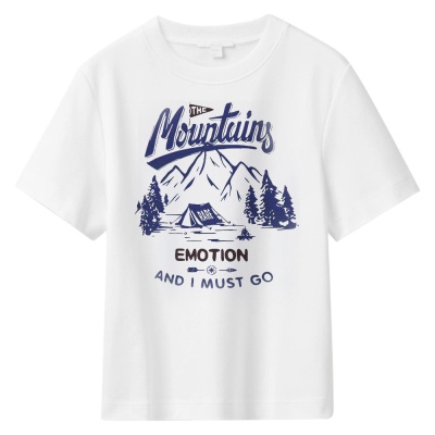 2025夏季复古男街头男士上衣潮牌小众设计风景印花图案男装t恤