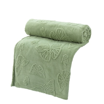 单层塔肤绒纯色毛毯 立体提花蝴蝶毯家用办公室午睡毯子空调毯