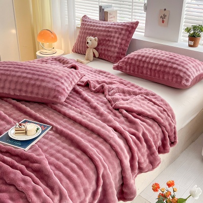 仿兔毛绒毛毯办公室午睡毯子夏季空调毯四季通用沙发盖毯床上用品