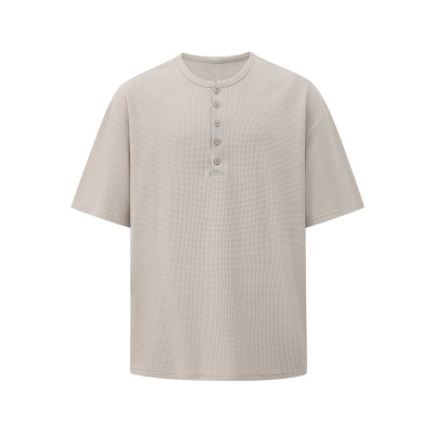 MYQ亨利领短袖T恤男士夏季宽松百搭体恤韩版潮流高级感半袖上衣