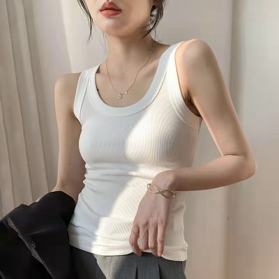 白色背心女西装内搭遮副乳宽肩带纯棉无袖t恤打底上衣夏外穿