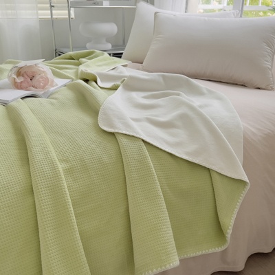 华夫格牛奶绒毛毯午睡小毯子沙发毯盖毯冬季办公室学生披肩毯子