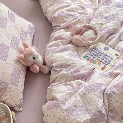 A类全棉双层纱四件套2025新款纯棉被套床单碎花床上用品四季通用