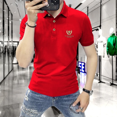 夏季新款男士休闲短袖t恤翻领polo衫潮流男装透气半截袖商务上衣