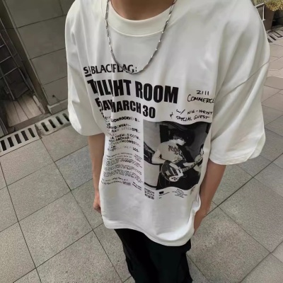 高品质 重磅310g纯棉小领口短袖t恤cleanfit数码印花男女夏季上衣