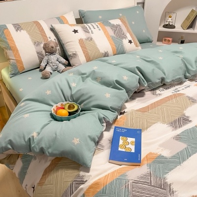 100%全棉床上用品四件套纯棉被套床单人三件套学生宿舍被单