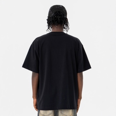 澜海男装285G字母烫钻工艺2025春夏新品潮牌休闲百搭宽松短袖T恤