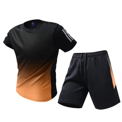 大码短袖运动套装男2024夏季胖子加大码跑步健身宽松两件短袖短裤