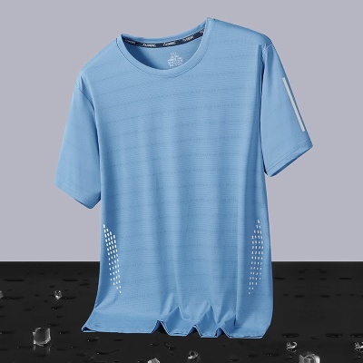 冰丝短袖t恤男夏季速干衣男士运动服男款上衣服中年爸爸装半袖T恤