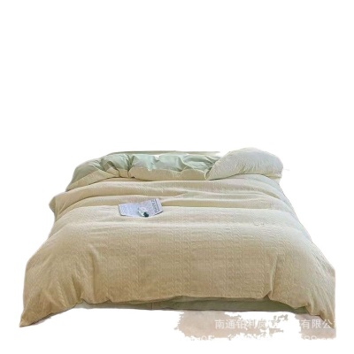 四件套夏天床上用品床单针织提花水洗棉被套罩四季宿舍三件套纯棉