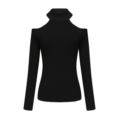 亚马逊外贸跨境高档女装长袖春秋打底露肩针织衫上衣女薄款毛衣