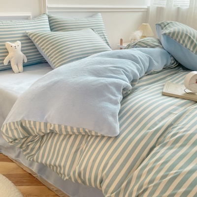 冬季牛奶绒四件套批发日式水洗棉床单被套加厚珊瑚绒床上用品南通