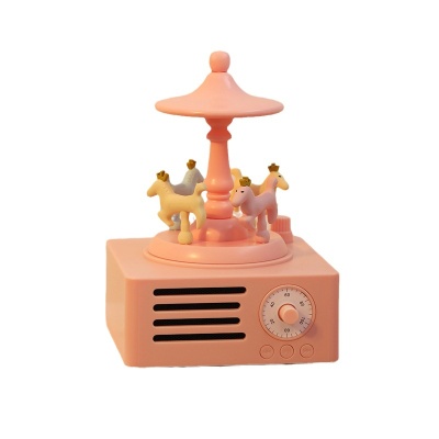 HT旋转木马蓝牙音箱创意音响桌面摆件旋转音箱女生礼物送女生礼物