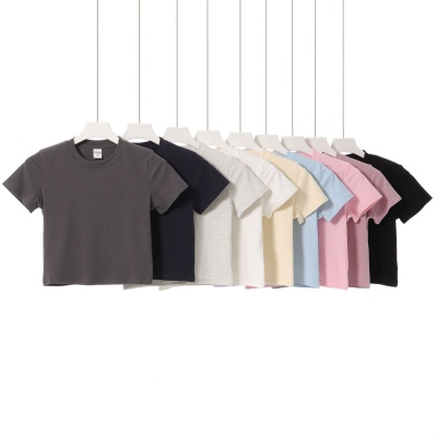 女装2025春夏美式辣妹短袖t恤修身t恤正肩短款上衣女氨纶纱Ｔ恤女