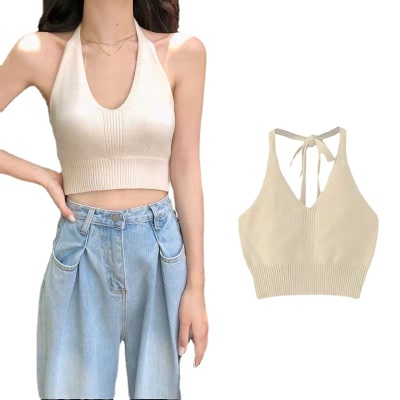 针织小吊带背心女夏季内搭打底衫挂脖裹胸辣妹性感ins潮外穿上衣