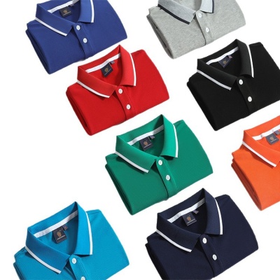 短袖翻领纯白色棉polo衫男工作服工衣班服广告文化t恤衫印字logo