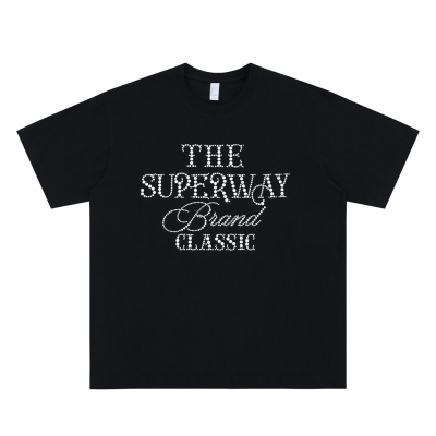 澜海男装285G字母烫钻工艺2025春夏新品潮牌休闲百搭宽松短袖T恤