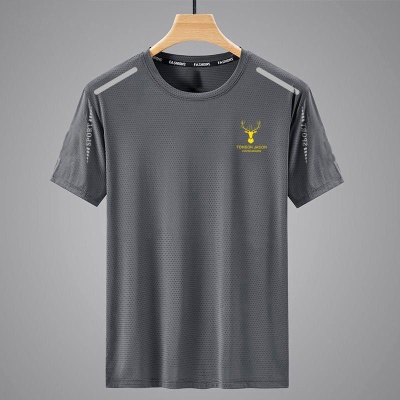 冰丝夏季速干衣男士短袖韩版舒适百搭休闲t恤大码夏宽松透气潮