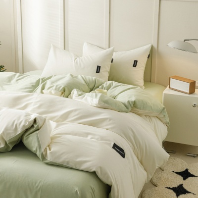 全棉水洗棉四件套 100纯棉被套床单学生宿舍150x200被罩床笠床品3