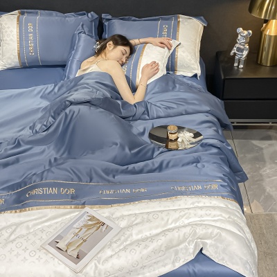 新款高端刺绣夏被四件套家用空调被夏凉夏季床上用品宿舍单夏被子