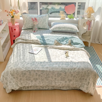 A类双层纱抗菌夏凉被四件套床盖三件套单双人可机洗空调被礼品被